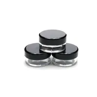 5G 5ML Pot de pot de récipient transparent de haute qualité avec couvercles noirs pour maquillage en poudre, crème, lotion, baume à lèvres / gloss, échantillons cosmétiques