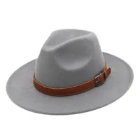 Outback Hot Soldes d'été Printemps Panama Top Hat Femmes Hommes Beach Party Jazz Street Cap Blend Laine Fedora Stiff large Brim Trilby Taille 56-58cm