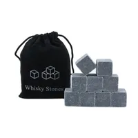 9 sztuk Zestaw Whisky Kamienie Lodowe Kamienie Bar Boże Narodzenie Whisky Kamień z aksamitnym Torba Whisky Rock Stone Set Great Gift