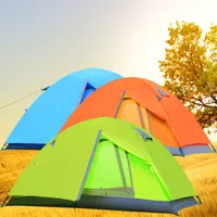 2 Person Wandern Kuppelzelt im Freien doppelte Haut Camping Zelte 4 Season Doppelwand-Blau, Orange, Hellgrün