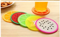 Coupe Mat Tasse Tapis de fruits Motif épais boisson Arts de la table Coaster Pad Coupe silicone fruits couleur gelée Sous-verres en forme