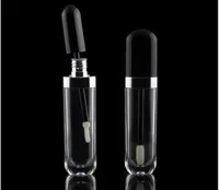 8ml Esvaziar garrafas Lip Gloss Tubos Containers Limpar Mini recarregáveis ​​Lip Balm com tampa Lipbrush Preto para amostras Lip viagem de Split Charging