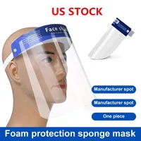 US STOCK masque de protection du visage anti-buée Isolation Masques complets de protection avec protection élastique bande serre-tête éponge HD PET transparent