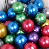 50 unids / bolsa Decoración de tamaño múltiple Shinny Metal Pearl Latex Balloon Grueso Cromo Metálico Color inflable Globos Boda Fiesta de cumpleaños