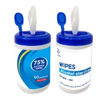 60pcs / vasilha 75% Álcool Wet Wipes Bactericida Limpe a superfície Sanitizer Pads mão Desinfetante Molhado Pads Limpeza de Pele Wipes