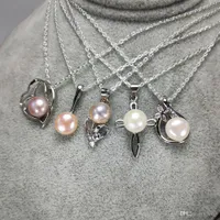 100% Freshwater Pearl Necklace Sliver Pendant Mix Styles DIY Pearl Necklace for Women Girl Jewelry With Chain Christmas Gift