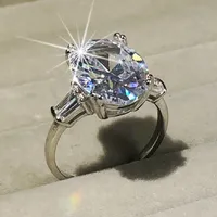 925 sterling argento ovale taglio 4ct anelli diamantati simulati per le donne Eternal engagement anello set regalo gioielli di marca