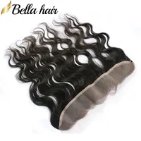 Brasilianische jungfräuliche menschliche Haare Top -Ohr -zu -Ohr -Verschluss Körperwelle Spitze Frontal 13x2 natürliche Farbe Haarverlängerungen Bellahair