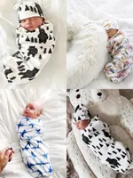 2019 pasgeboren baby swaddle baby deken + hoed swaddle met een beanie zachte katoenen slaap zak twee stuk set slaapzak 11 kleuren
