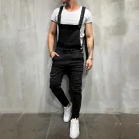 Suspender Pants Men's Overall Casual Jumpsuit Jeans Wash Broken Pocket Trousers Suspender Pants Ripped Jeans Overalls For Man