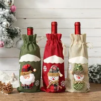 Creative Dessin animé Christmas Cadeau Draps Bouteille de vin Couverture Sacs Titulaire Décorations de Noël Nouvel An pour la décoration de table de dîner à la maison