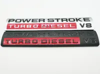 2x Power Stroke Turbo Diesel V8 PORTA Fender distintivo dell'emblema PER F350 F250 Nero Cromo Rosso