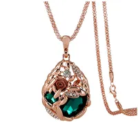 New Luxury Designer Heart Dangle Pendant Necklace for Women Sweater Chain Long Necklaces Rhinestone Flower Gemstone Crystal Fashion Jewelry