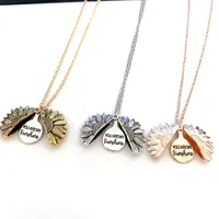 Personalized You Are My Sunshine Best Friends Best Bitches Valentine Necklace Antique Gold Sunflower Locket Pendant Necklace for Women DHL