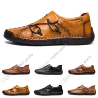 Yeni Hand'in dikiş erkekler rahat ayakkabılar ayarlamak ayak İngiltere bezelye ayakkabı deri erkek ayakkabıları düşük büyük boy 38-48 One