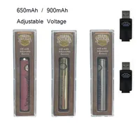 Brass Knuckles Spesso olio cartucce 650mAh 900mAh regolabile Tensione BK Preriscaldare batteria per 510 Batterie discussione con USB Charger in basso