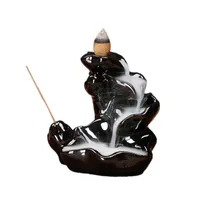 Ywbeyond Lotus waterfall Backflow incense burner ceramic censer smoke back flow cones incense Bullet Incense Holder