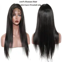 DILYS Straight 360 Spitze Frontal Perücken mit Bang Natural Hairline Brasilianische indische Jungfrau Menschliches Haar Natürliche Schwarzfarbe 8-24inches