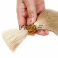 Dubbeldragen rak blond brun naturlig färg flätande hår bulk ingen väft rå obearbetat mänskligt hår bulks 1 pc 14 till 26 tum