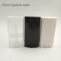 50pcs 15g / 15ml plat blanc de tube de baume pour les lèvres contenant et déodorant clair tube de rouge à lèvres vide
