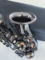 Ny riktig bildkvalitet Yanazawa A-901 E Plat Alto Saxofon Svart Nickel Guld Musikinstrument Super Spelade Professionell