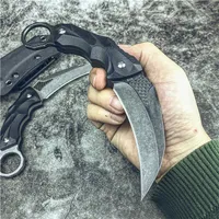 New Arrival Karambit Fixed Blade Claw Knife D2 Satin Stone Wash Blade Black G10 Handle Survival Tactical Knives With Kydex