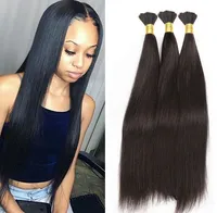 Deep Weave Bulk Braiding Hair Human Hair Micro Braids Mixing Length 50g  Each Bundle Natural Black Color