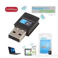 Mini Bluetooth 4.0 USB Adapter Lägg till 2,4G WiFi 150Mbps Trådlöst 802.11N / G / B Nätverkskort för Windows Linux Android Systems