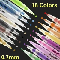 18 Farben / Set 0.7mm Acrylfarbe Marker Stift für Studenten und Gemälde Begeisterte Schulbedarf Wassertinte Multi Color