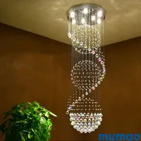 Lampadari di cristallo viventi a spirale lunghi moderni del LED che accendono dispositivo dell'interno per la lampada del pendente della scala della scala