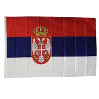 2 개 황동 밧줄 고리와 실내, 실외 세르비아 깃발 150x90cm 3x5ft 인쇄 60D 폴리 에스테르 클럽 팀 스포츠, 무료 배송