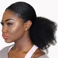 Ponytail Hair Human Human Mongolian Afro Afro Kinky Curly Ponytail Remy 4B 4C clip in estensioni Bandetti per capelli naturali