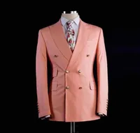 New Arrival Pink Mens Suits Groomsmen Wedding Slim Fit Tuxedos For Men Custom Made Prom Suit Two Pieces (Jacket+Pants)