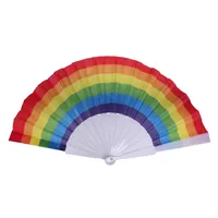Rainbow Fans Folding Fans Art Colorful Hand Held Fan Summer Accessory For Birthday Wedding Party Decoration Party Favor Gift DBC BH2923