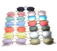 الكلاسيكية جولة الرجال النظارات مصمم نظارات الذهب إطار العلامة التجارية الشمس نظارات النساء مرآة مكبرة 34B7 مع الحالات
