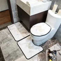 Exquisite Marmeren Badkamer Mat Set Gold Letter Toilet Set Ins Moderne Badkamer Accessoires Snelle Droog Deurmat Vloer Mat