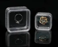 40 * 40mm Transparent Floating Display Fodral Örhängen Gems Ring Smycken Suspension Förpackning Box Pet Membrane Stativhållare