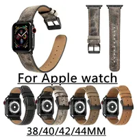 Correas de cuero genuinas para el reloj de Apple Watch Bands Top Luxury Watch Band para iWatch 38 40mm 42 44mm bandas pulseras pulseras deportes