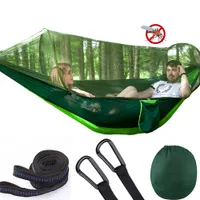 Automatisch Ontplooien Draagbare Outdoor Camping Hangmat met Mosquito Net Parachute Hangmatten Bed Hanging Swing Slaap Bed Tree Tent 250x120cm
