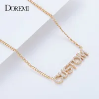 Doremi Crystal Colgante Collar Collar Para Mujeres Joyería Personalizada Nombre personalizado Números Collares Personalizada Zirconia Colgante
