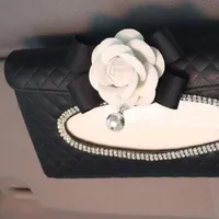 Vehicle-Mounted Hanging Camellia Tissue Box Decoration Exquisite Napkin Holder Paper Towel Box