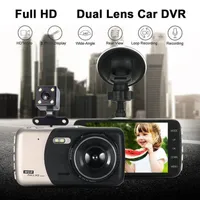 Full HD 1080P Samochód DVR Recorder Digital Video Camera Data DashCam Przód Tylna 2CH Super Night Vision G-Sensor 3,7 "Parking Monitor