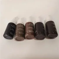 5adet kalıcı makyaj pigment micropigment dövme mürekkebi 15ml / kozmetik manuel 3d kaş kara kahverengi karışımı rengi şişe