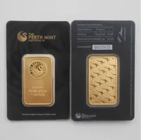 20pcs / lot, 고품질 복사 - 오스트레일리아 1 oz 퍼스 민트 골드 바 비 자석, 도금 24K 금, 선물