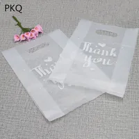 Sacos de plástico translúcidos de 100 pcs, obrigado sacos de plástico, festa de casamento sacos de varejo para caixas