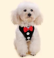 Brasão Small Dog Harness Tecido Dog Vest Vestido borboleta Bow Tie filhote de cachorro trelas Verão Pet Vestuário 12 Designs DHL gratuito LQPYW1117
