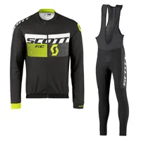 2021 Pro Scott Team Manica Lunga Cycling Jersey Set Men Traspirante 3D Pantaloni Bib imbottito Pantaloni Mountain Bike Abbigliamento Bicicletta Sport uniforme Y2104011