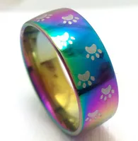 vente en gros 50 pcs pieds arc-en-print bande ring ring bijoux Couples bande de mariage de mode anneaux en acier inoxydable