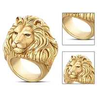 Punk Style Domineering Lion Head Ring Gothic Gold Color Finger Ring Man Jewelry Hip Hop African Lion Rings Gif