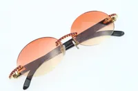 نظارات شمسية كبيرة بدون شفة الماس T3524012 قرن الجملة نظارات جولة الجاموس الأسود الأحمر الحجر الساخن البرتقالي isbqa